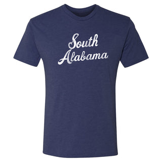 South Alabama Jaguars Script Logo Triblend T Shirt - Vintage Navy