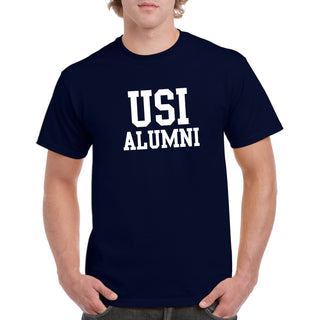 University of Southern Indiana Screaming Eagles Alumni Basic Block Cotton Short Sleeve T Shirt - Navy