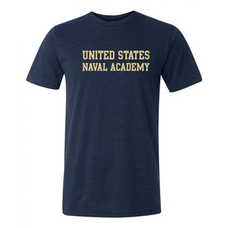 United States Naval Academy Midshipmen Basic Block Canvas Triblend Short Sleeve T Shirt - Solid Navy Triblend