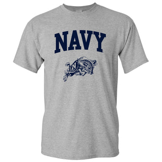 United States Naval Academy Midshipmen Arch Logo Short Sleeve T Shirt - Sport Grey