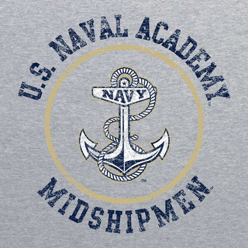 United States Naval Academy Midshipmen Circle Logo Youth Short Sleeve T Shirt - Sport Grey