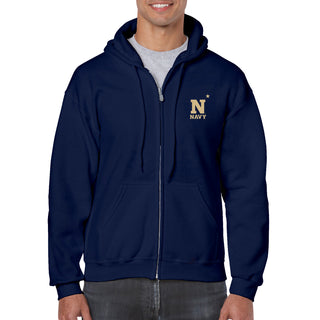 United States Naval Academy Midshipmen Primary Logo Left Chest Zip Hoodie - Navy