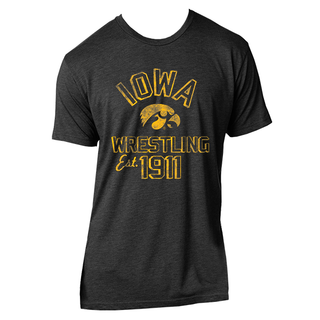 Iowa Hawkeyes Wrestling Est 1911 Triblend T-Shirt - Vintage Black