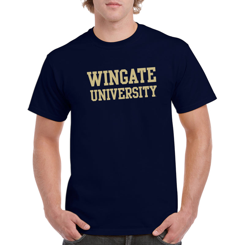 Wingate University Bulldogs Basic Block Cotton Short Sleeve T Shirt - Navy