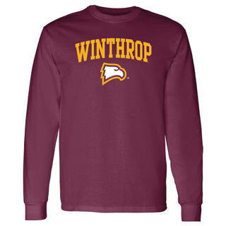 Winthrop University Eagles Arch Logo Long Sleeve T Shirt - Maroon