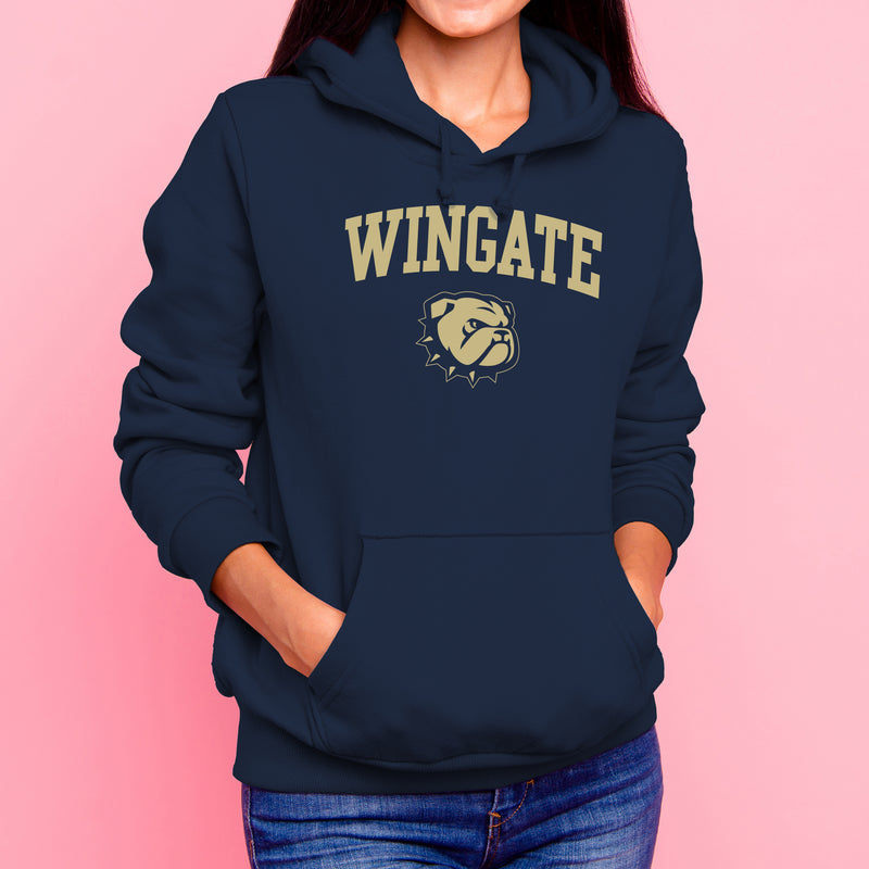 Wingate University Bulldogs Arch Logo Heavy Blend Hoodie- Navy