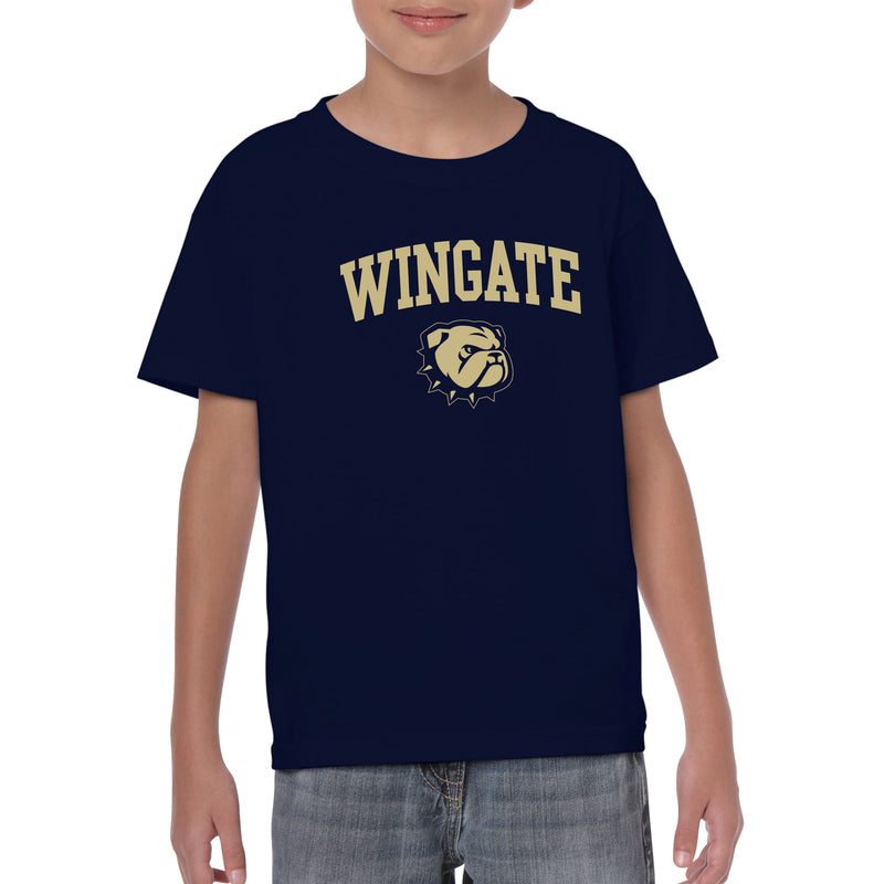 Wingate University Bulldogs Arch Logo Basic Cotton Youth Short Sleeve T Shirt - Navy