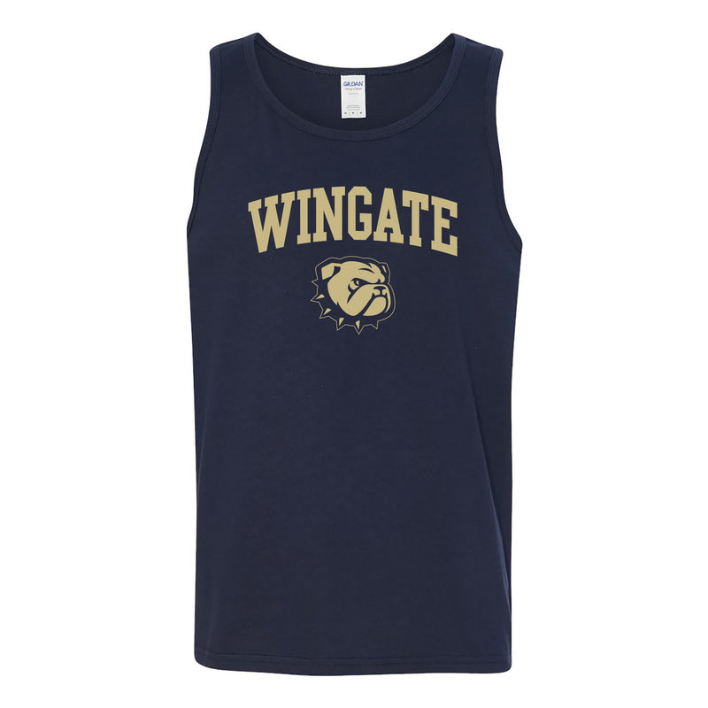 Wingate University Bulldogs Arch Logo Heavy Cotton Tank Top- Navy