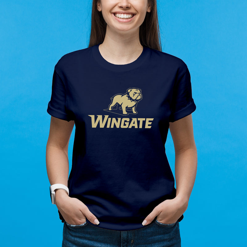 Wingate University Bulldogs Primary Logo Basic Cotton Short Sleeve T Shirt - Navy