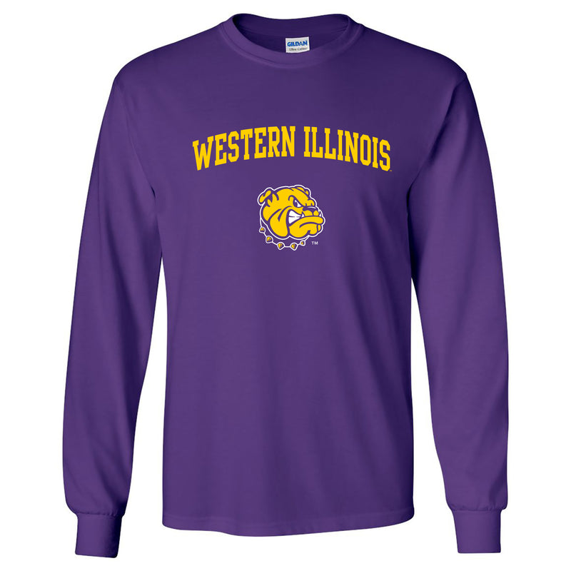 Western Illinois University Leathernecks Arch Logo Long Sleeve T Shirt - Purple