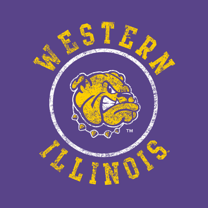 Western Illinois University Leathernecks Distressed Circle Logo Short Sleeve T Shirt - Purple