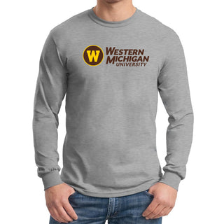 Western Michigan University Broncos Institutional Logo Long Sleeve T Shirt - Sport Grey