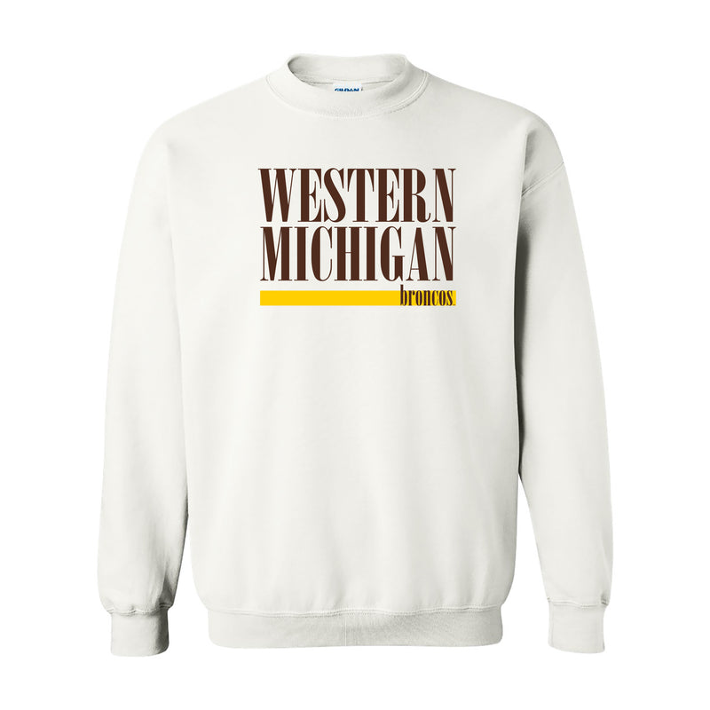 Western Michigan University Broncos Boldline Basic Cotton Crewneck Sweatshirt - White