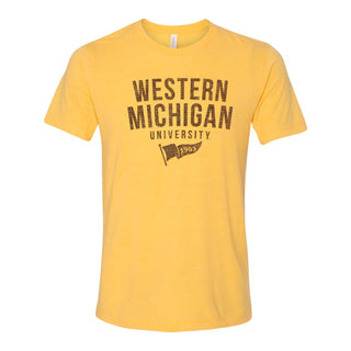 Western Michigan University Broncos 1903 Banner Canvas Short Sleeve Triblend T-Shirt - Yellow Gold