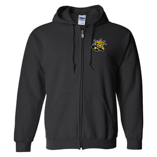 Wichita State University Shockers Primary Logo Left Chest Full Zip Hoodie - Black