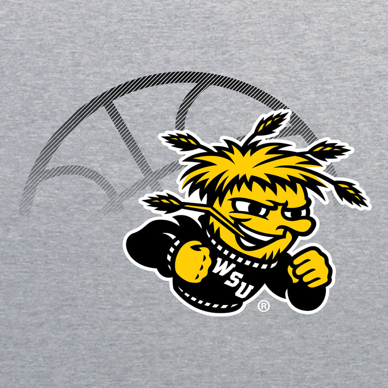 Wichita State University Shockers Fading Basketball Canvas Triblend T-Shirt - Athletic Grey