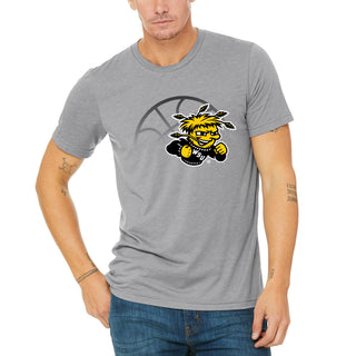 Wichita State University Shockers Fading Basketball Canvas Triblend T-Shirt - Athletic Grey