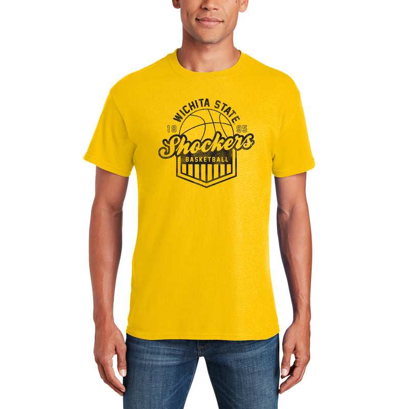 Wichita State University Shockers Vintage Basketball Shield Short Sleeve T Shirt - Daisy