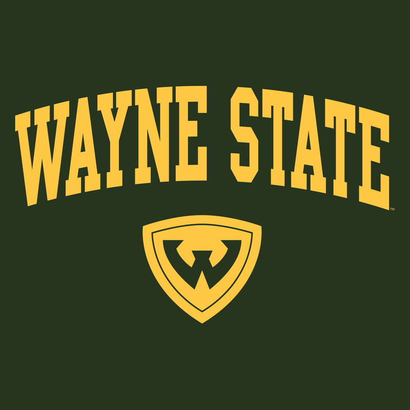 Wayne State University Warriors Arch Logo Womens Short Sleeve T Shirt - Forest Green