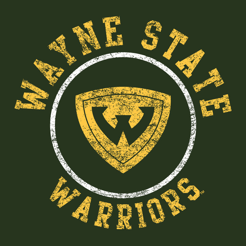 Wayne State University Warriors Distressed Circle Logo Womens Short Sleeve T Shirt - Forest