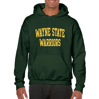 Wayne State University Warriors Front Back Print Heavy Blend Hoodie - Forest