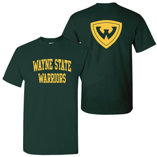 Wayne State University Warriors Front Back Print Short Sleeve T Shirt - Forest