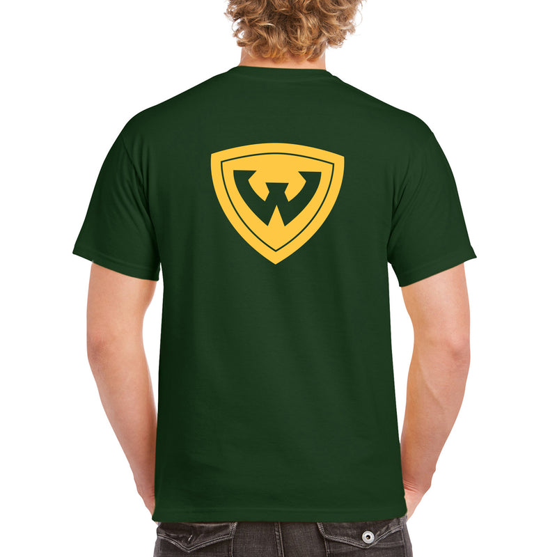 Wayne State University Warriors Front Back Print Short Sleeve T Shirt - Forest