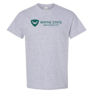 Wayne State University Warriors Institutional Logo Short Sleeve T Shirt - Sport Grey