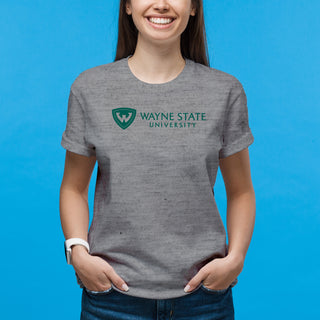 Wayne State University Warriors Institutional Logo Short Sleeve T Shirt - Sport Grey