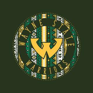 Wayne State University Warriors Aztec Pattern Emblem Long Sleeve T-Shirts - Forest