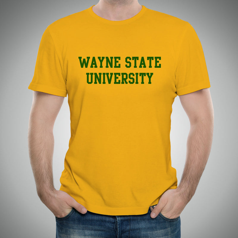 Wayne State University Warriors Basic Block Short Sleeve T-Shirt - Gold