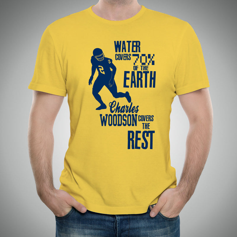 Charles Woodson Fact No. 2 University of Michigan Basic Cotton Short Sleeve T Shirt - Maize