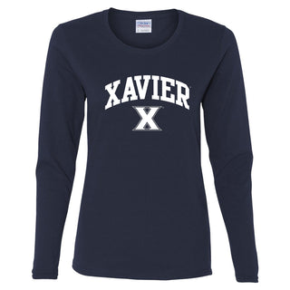 Xavier University Musketeers Arch Logo Long Sleeve Womens T-Shirt - Navy