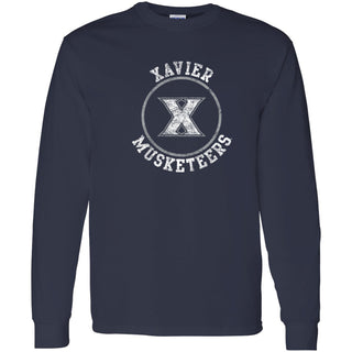 Xavier University Musketeers Distressed Circle Logo Long Sleeve T-Shirt - Navy