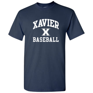 Xavier University Musketeers Arch Logo Baseball Short Sleeve T Shirt - Navy