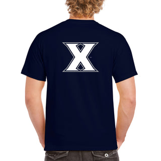 Xavier University Musketeers Front Back Print Short Sleeve T Shirt - Navy