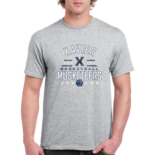 Xavier University Musketeers Basketball Arch Stars Basic Cotton Short Sleeve T Shirt - Sport Grey