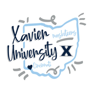 Xavier University Musketeers Playful Sketch Basic Cotton Short Sleeve T Shirt - White