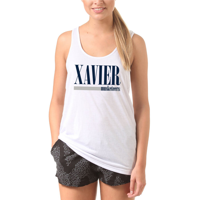 Xavier University Musketeers Boldline Basic Cotton Tank Top - White