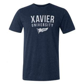 Xavier University Musketeers 1831 Banner Canvas Short Sleeve Triblend T-Shirt - Solid Navy