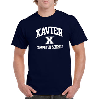 Xavier University Musketeers Arch Logo Computer Science Basic Cotton Short Sleeve T Shirt - Navy