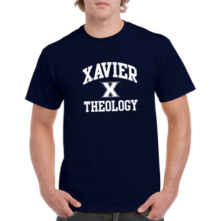 Xavier University Musketeers Arch Logo Theology Basic Cotton Short Sleeve T Shirt - Navy