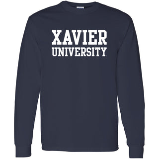 Xavier University Musketeers Basic Block Long Sleeve T Shirt - Navy