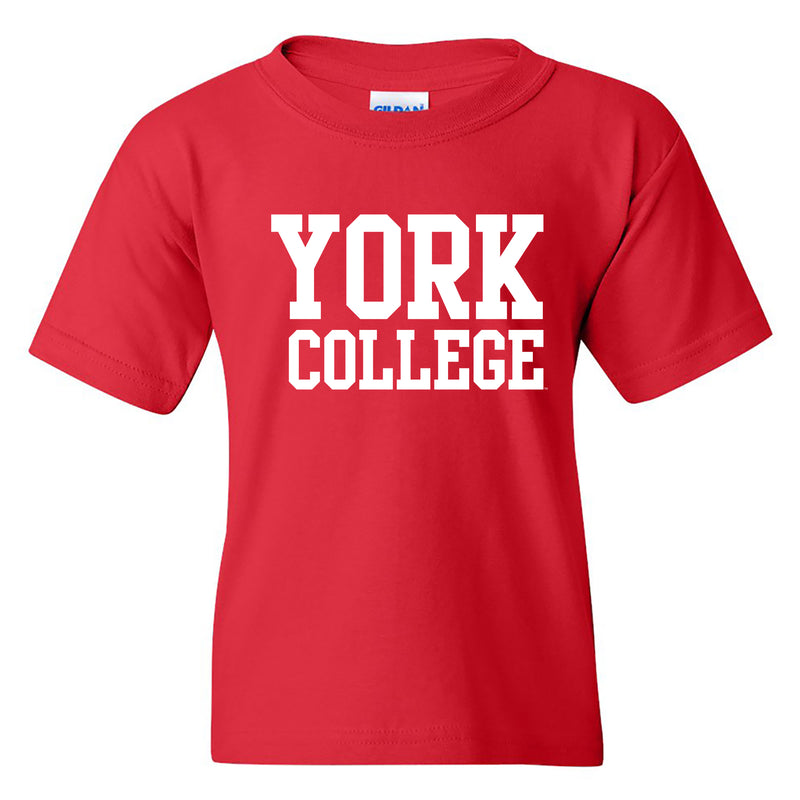 York College Cardinals Basic Block Cotton Short Sleeve Youth T Shirt - Red