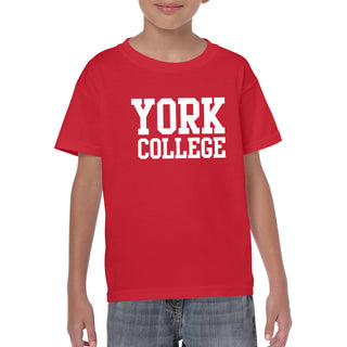 York College Cardinals Basic Block Cotton Short Sleeve Youth T Shirt - Red