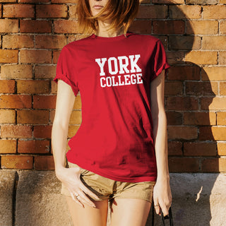 York College Cardinals Basic Block Cotton Short Sleeve T Shirt - Red