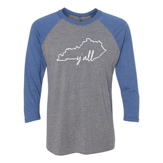 Kentucky Y'all 3/4 Sleeve Raglan - Htr/Royal