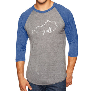 Kentucky Y'all 3/4 Sleeve Raglan - Htr/Royal